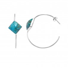 Turquoise Square Hoop gemstone earring 7.65 gms